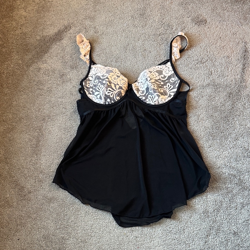 ICollection Black Lace Underwire Babydoll SIZE 3X Sheer Lingerie